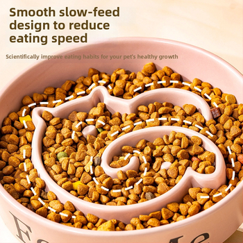 Keramikas lēnas ēdināšanas bļoda suņiem, novērš pārtikas izlejumu