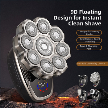 Elektrinis skutimosi prietaisas visam kūnui, LED ekranas, plūduriuojanti galvutė, rotuojanti daugia galvė (>4), įmontuota įkraunama baterija