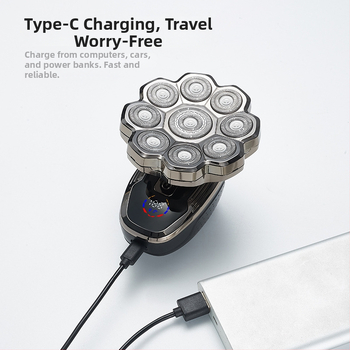 Elektrinis skutimosi prietaisas visam kūnui, LED ekranas, plūduriuojanti galvutė, rotuojanti daugia galvė (>4), įmontuota įkraunama baterija