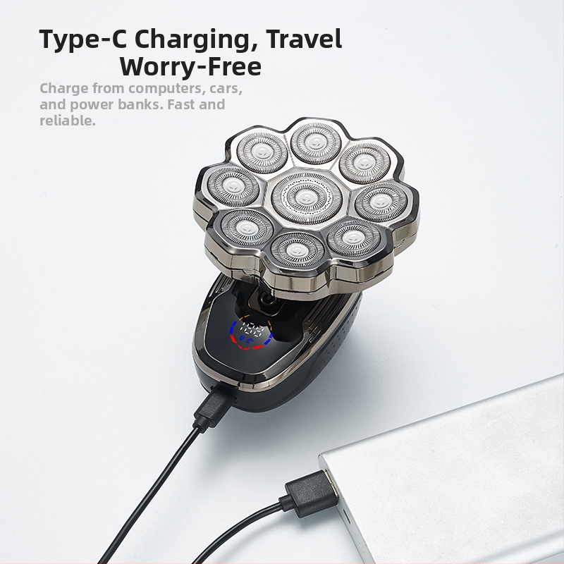 Elektriline habemeajaja kogu keha pesemiseks, LED-ekraan, ujuv pöörlev pea, mitmepealne pöörlev pea (>4), sisseehitatud aku