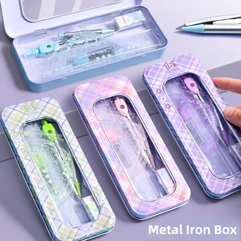 Kovový súbor kružidiel pre študentov v kovovej škatuľke – model 6801, značka MOKEELO/Miaoyule, 7 dielov