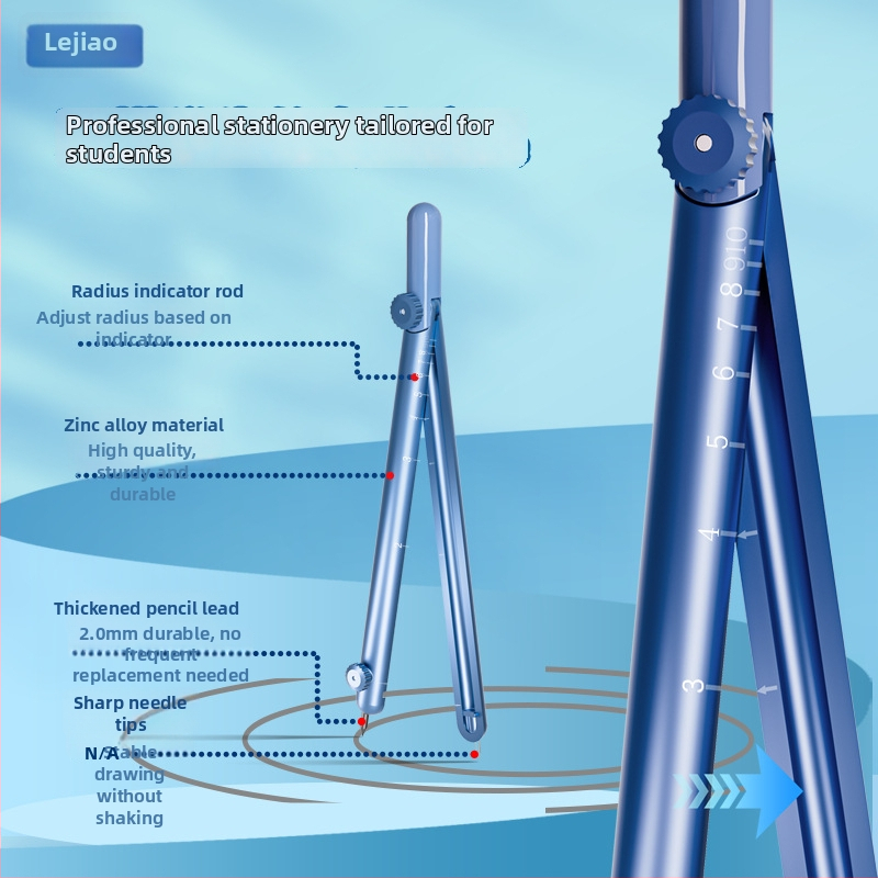 Le Corner JY-66-6 pero tvarovaný digitálny kompas s integrovanou pravítkou, zinková zliatina