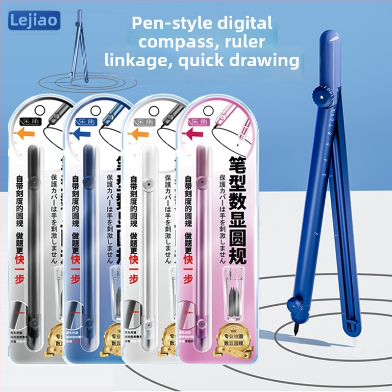 Le Corner JY-66-6 pero tvarovaný digitálny kompas s integrovanou pravítkou, zinková zliatina