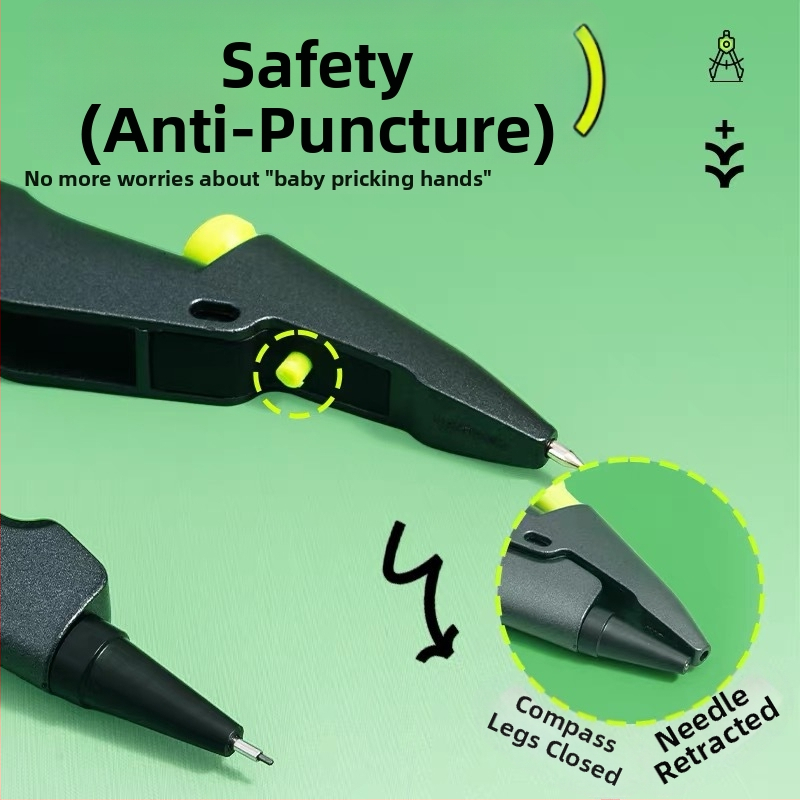 Morning Light kovové kružidlo s bezpečnou ihlou na kreslenie kružníc, model ACS908L8, 1 ks, pre študentov