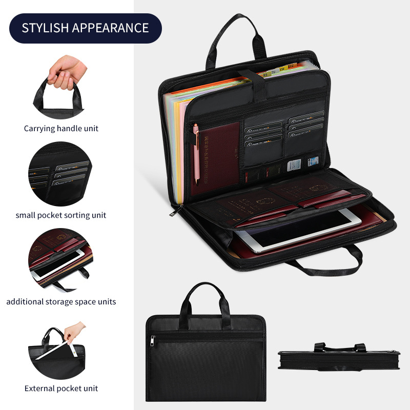 Ugniai atsparios dokumentų bylos su 12 kišenių, iš stiklo pluošto audinio, 0,5 mm storio