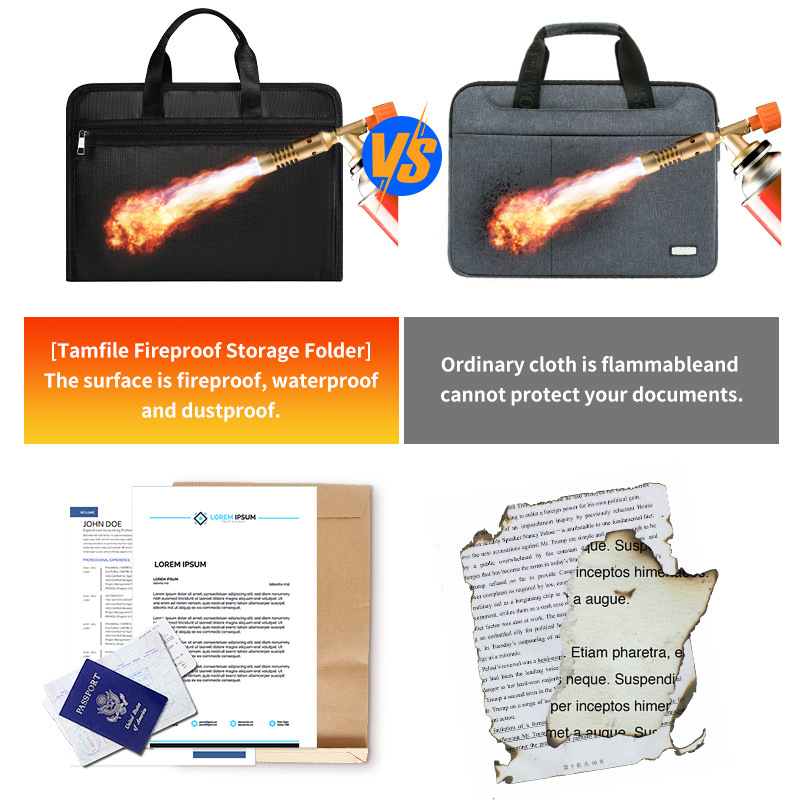 Ugniai atsparios dokumentų bylos su 12 kišenių, iš stiklo pluošto audinio, 0,5 mm storio