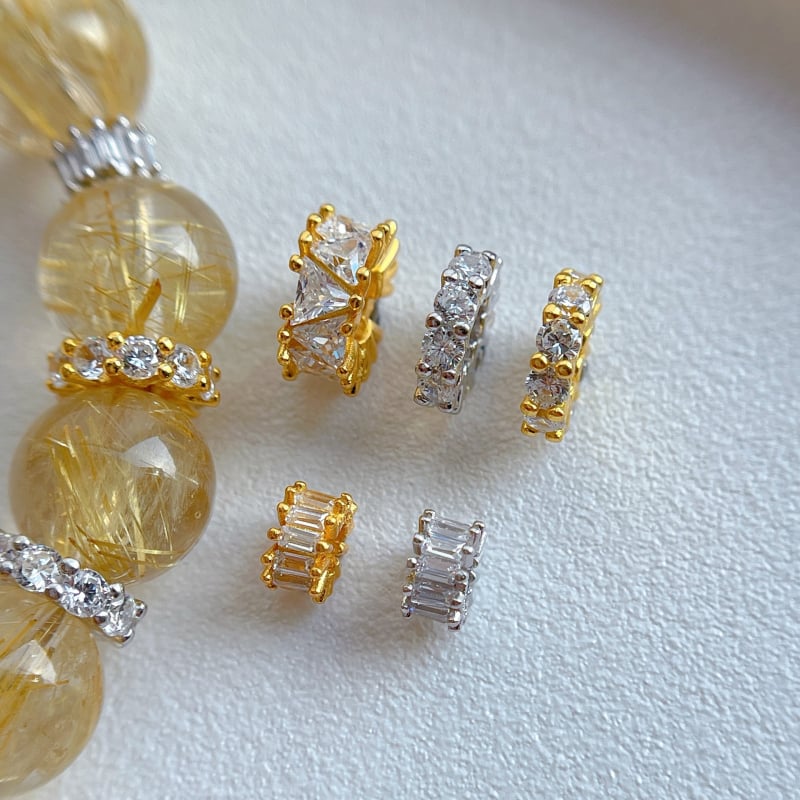 DIY rotaslietu aksesuāri – 925 sudrabs, kristāla cirkons, rokassprādzes spacer ar lielu caurumu, roku darbs