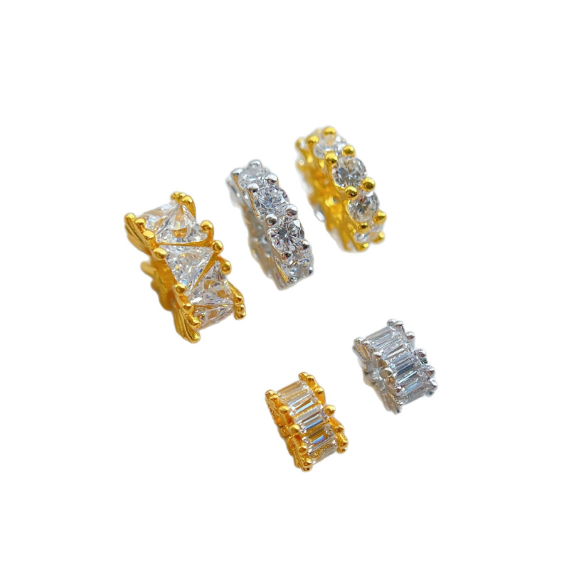 DIY rotaslietu aksesuāri – 925 sudrabs, kristāla cirkons, rokassprādzes spacer ar lielu caurumu, roku darbs