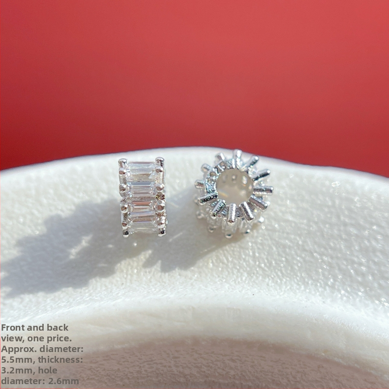 DIY rotaslietu aksesuāri – 925 sudrabs, kristāla cirkons, rokassprādzes spacer ar lielu caurumu, roku darbs