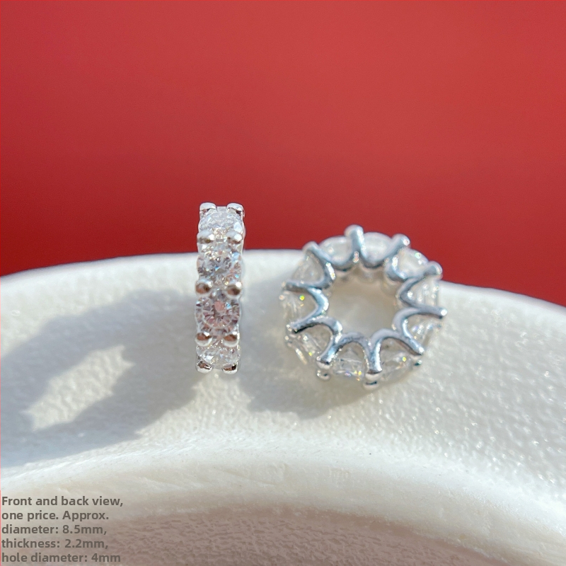 DIY rotaslietu aksesuāri – 925 sudrabs, kristāla cirkons, rokassprādzes spacer ar lielu caurumu, roku darbs