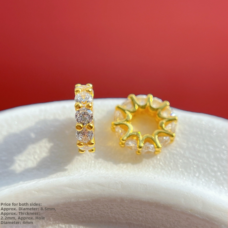 DIY rotaslietu aksesuāri – 925 sudrabs, kristāla cirkons, rokassprādzes spacer ar lielu caurumu, roku darbs