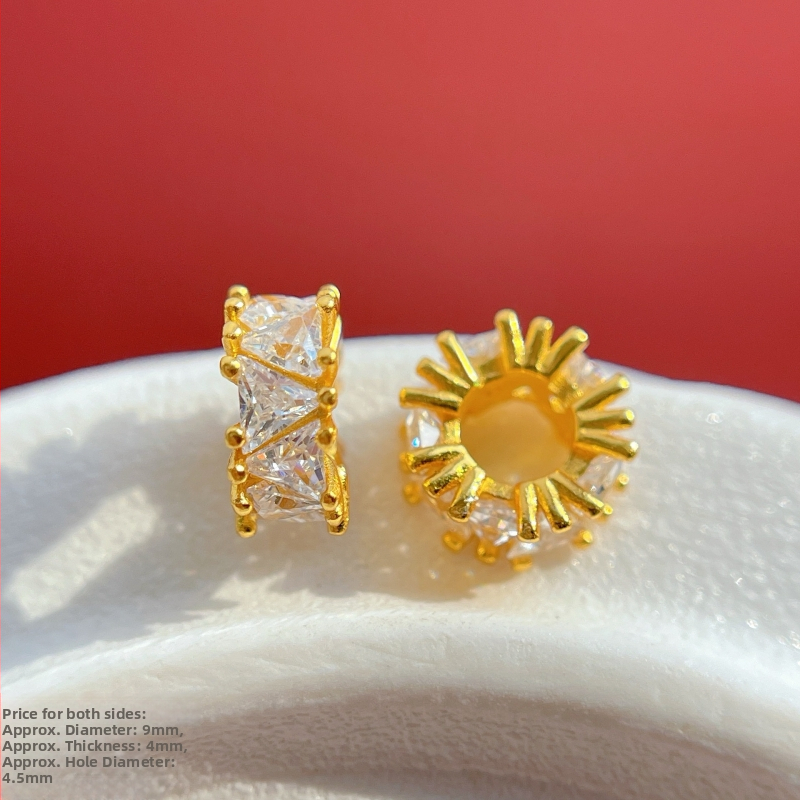 DIY rotaslietu aksesuāri – 925 sudrabs, kristāla cirkons, rokassprādzes spacer ar lielu caurumu, roku darbs