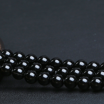 Brīvās obsidiāna pērlītes, pulētas, Mingdu Crystal, astoņu acu raksts, izcelsme Ķīna