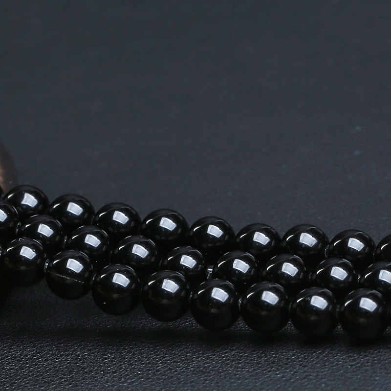 Brīvās obsidiāna pērlītes, pulētas, Mingdu Crystal, astoņu acu raksts, izcelsme Ķīna