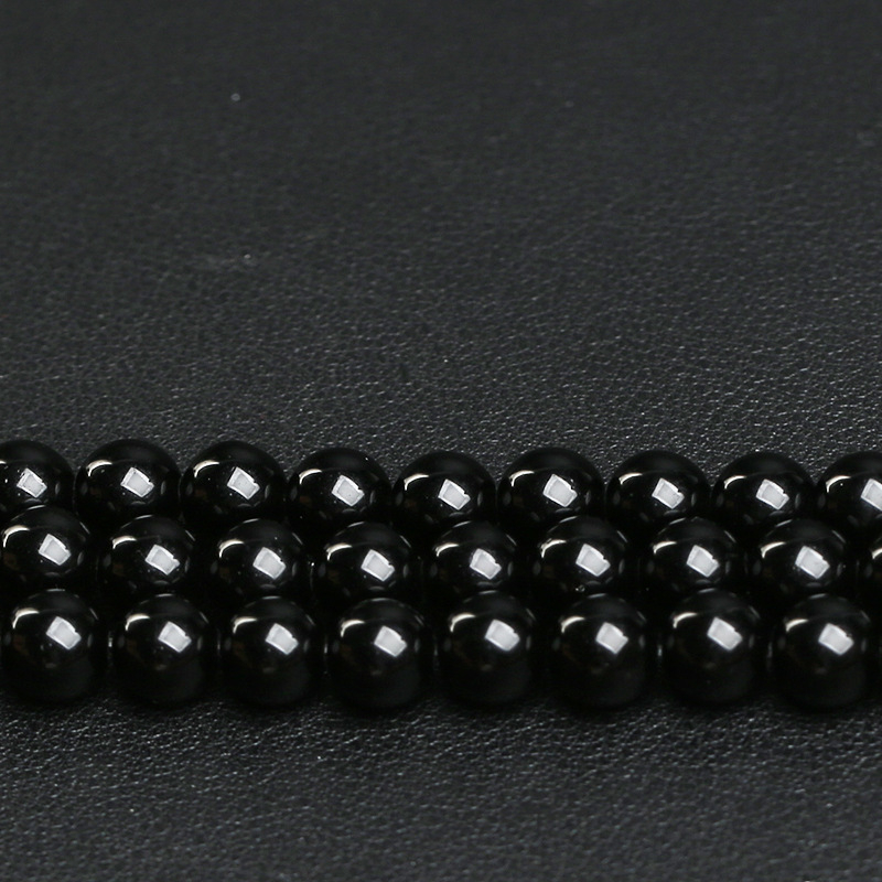 Brīvās obsidiāna pērlītes, pulētas, Mingdu Crystal, astoņu acu raksts, izcelsme Ķīna