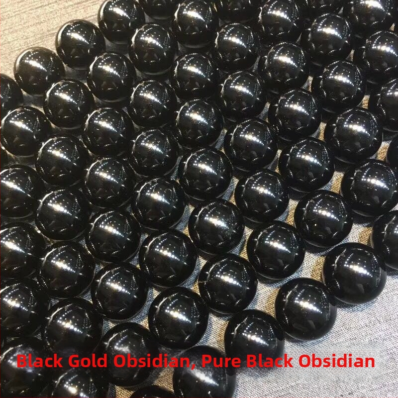 Brīvās obsidiāna pērlītes, pulētas, Mingdu Crystal, astoņu acu raksts, izcelsme Ķīna