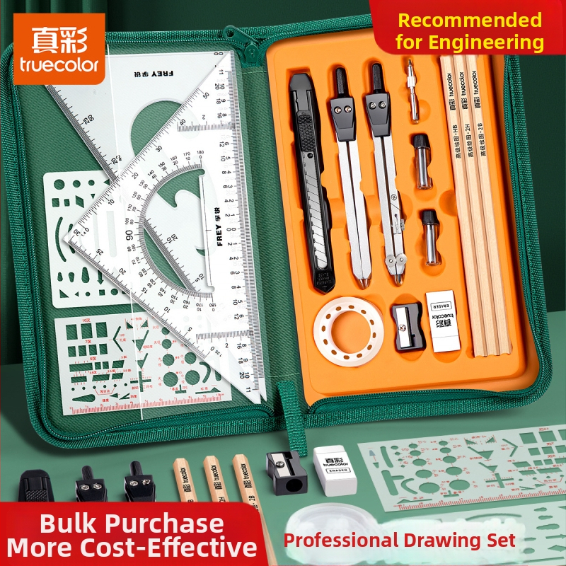 23-osaline metallist mehhaanilise joonestamise komplekt tsiviilehituse ja arhitektuuri joonestuseks