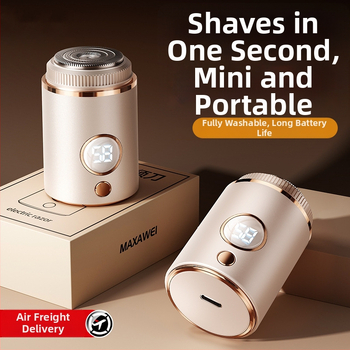 Vyrų elektrinis skustuvas su plūduriuojančia trim žiedų galvute ir 18 peiliukų, USB‑C greitoji įkrovimo, įmontuota 500–800 mAh baterija, veikimo laikas 60+ min.