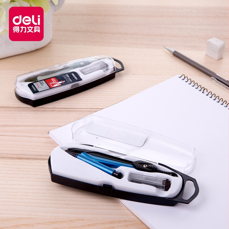 Deli 8643 plastikust kompasside komplekt, karbis pakendatud