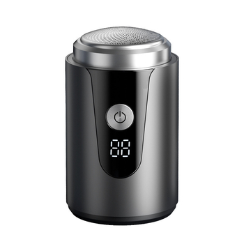 Elektrinis skustuvas su 3 peilių rotacine galvute, bešepetėlinis variklis, įmontuota įkraunama baterija, nuimama ir plaunama galvutė