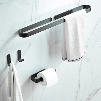 Držač za ručnike s jednim šipkom — bez bušenja, aluminijski spoj, oksidirani premaz, nosivost 30 kg, nordični moderni stil