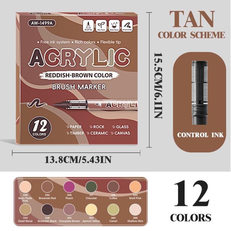 Set tekućih akrilnih markera s mekanim vrhom za umjetnost — Artwalker