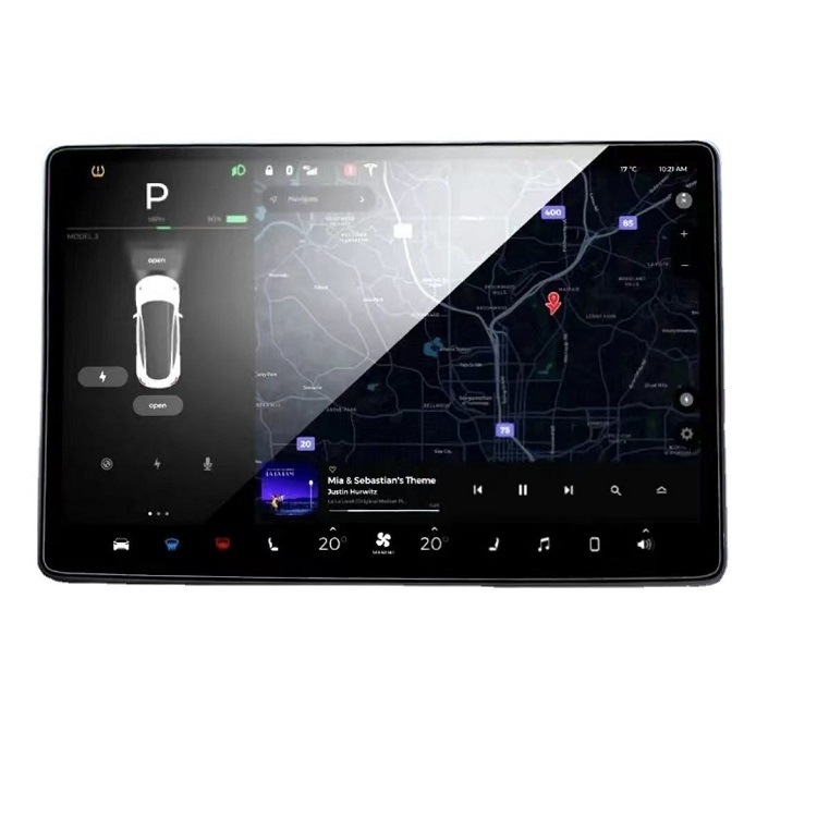 Film de ecran pentru Tesla Model 3/Y, pentru navigație — folie temperată, rezistentă la zgârieturi, antiamprente