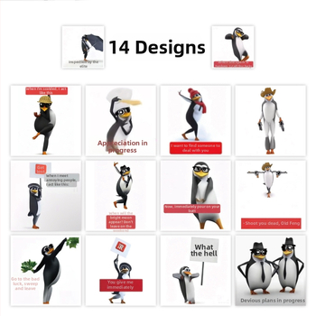 Pingvīnu emotikon uzlīmju komplekts, 500 uzlīmju, 14 loksnes, 50 g, drukāšana