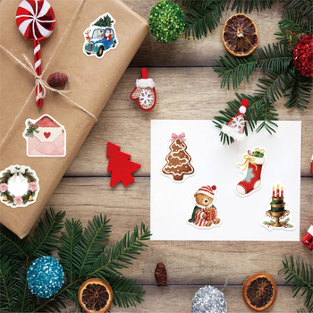 50 gab. graffiti uzlīmes ar Ziemassvētku estētiku DIY tālruņu lietu un bagāžas dekorēšanai — pašlīmējošas, retro stils, izdruka Painted Crow
