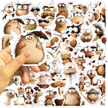 Painted Crow 50 gabalu dzīvnieku grafiti uzlīmes komplekts – pašlīmējošas, ūdensizturīgas drukas, retro stils