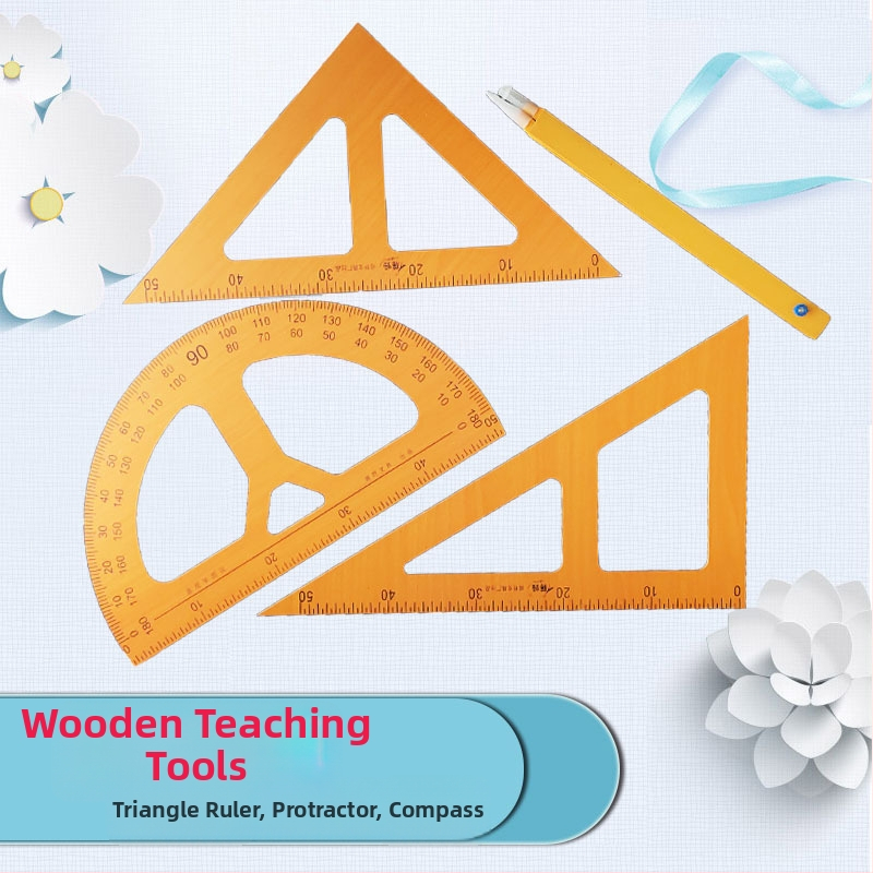 Koka rasēšanas komplekts ar divām trijstūra plāksnēm, svars 2000 g, materiāls koks