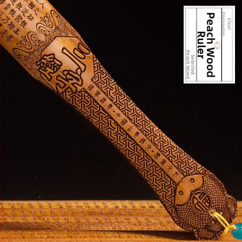 Persiku koka lineāls, roku darbs, ar mērluku, logotipa drukāšana pieejama