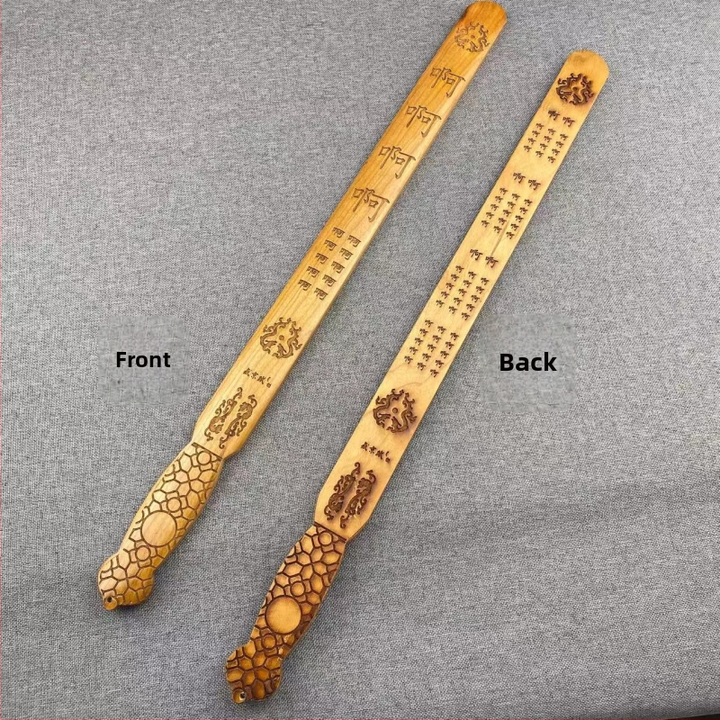 Persiku koka lineāls, roku darbs, ar mērluku, logotipa drukāšana pieejama