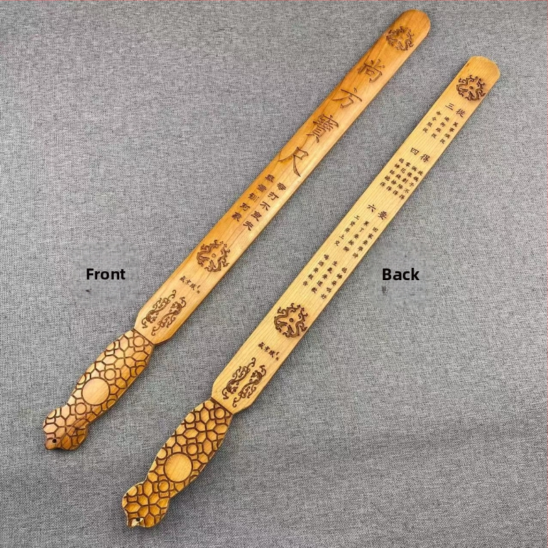 Persiku koka lineāls, roku darbs, ar mērluku, logotipa drukāšana pieejama