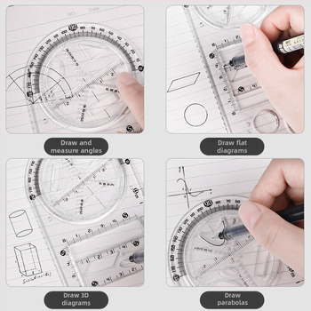 Rotējošs daudzfunkcionālais zīmēšanas komplekts sākumskolas un vidusskolas skolēniem, plastmasa, 100 g
