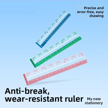 Lineāls 985, plastmasas, izturīgs pret nolietojumu, caurspīdīgs ar lielām atzīmēm studentu ģeometrijas zīmējumiem