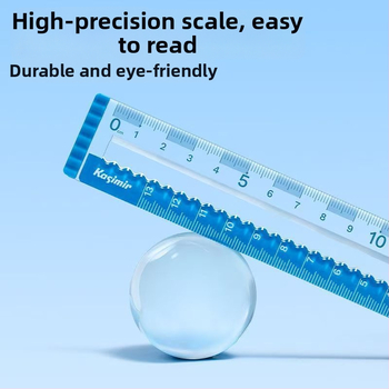 Lineāls 985, plastmasas, izturīgs pret nolietojumu, caurspīdīgs ar lielām atzīmēm studentu ģeometrijas zīmējumiem