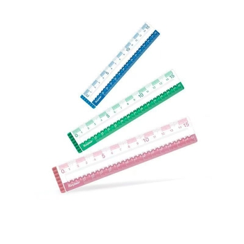 Lineāls 985, plastmasas, izturīgs pret nolietojumu, caurspīdīgs ar lielām atzīmēm studentu ģeometrijas zīmējumiem
