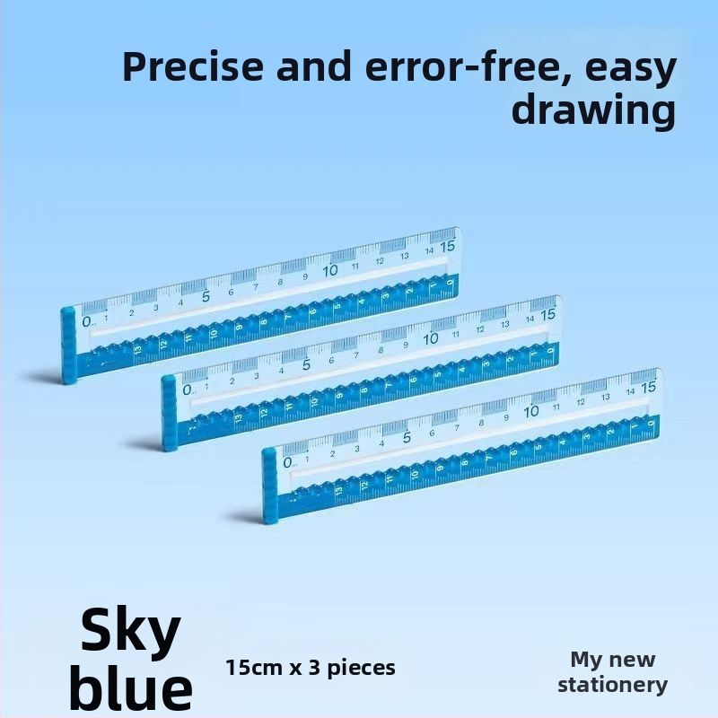 Lineāls 985, plastmasas, izturīgs pret nolietojumu, caurspīdīgs ar lielām atzīmēm studentu ģeometrijas zīmējumiem