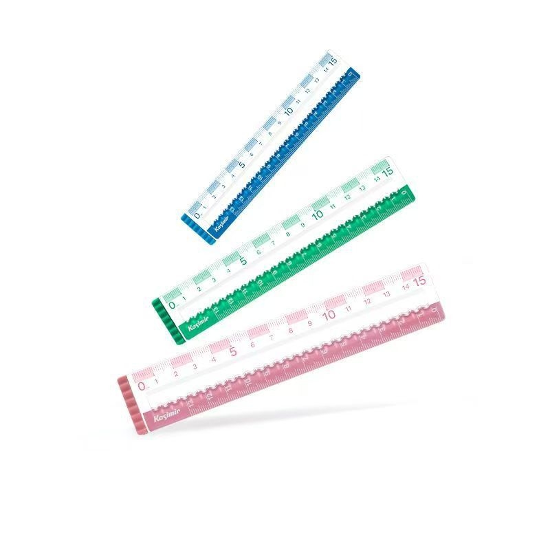 Lineāls 985, plastmasas, izturīgs pret nolietojumu, caurspīdīgs ar lielām atzīmēm studentu ģeometrijas zīmējumiem