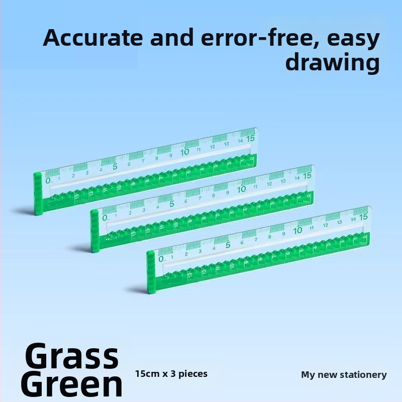 Lineāls 985, plastmasas, izturīgs pret nolietojumu, caurspīdīgs ar lielām atzīmēm studentu ģeometrijas zīmējumiem