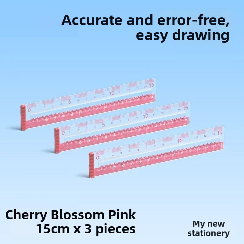 Lineāls 985, plastmasas, izturīgs pret nolietojumu, caurspīdīgs ar lielām atzīmēm studentu ģeometrijas zīmējumiem