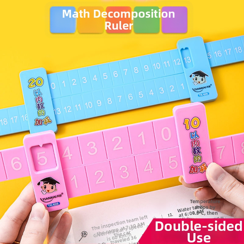 Yiyou plastmasas divpusīgs bērnu matemātikas lineāls skaitļu dalīšanai, pirmajai klasei, saskaitīšana un atņemšana līdz 10 un 20