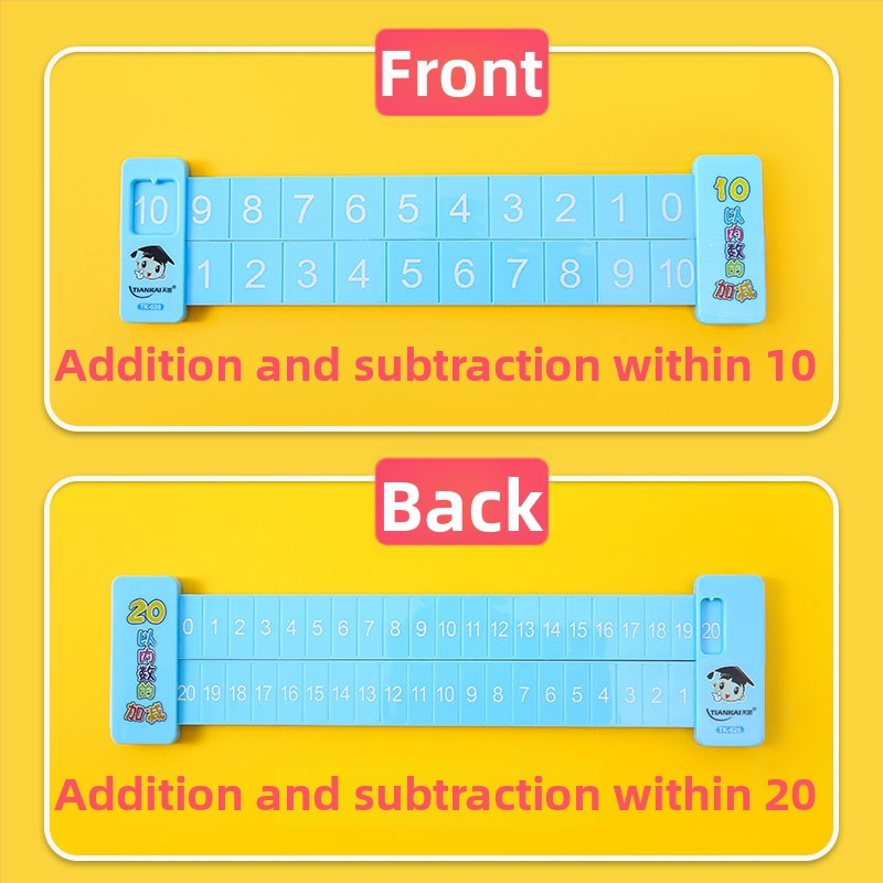 Yiyou plastmasas divpusīgs bērnu matemātikas lineāls skaitļu dalīšanai, pirmajai klasei, saskaitīšana un atņemšana līdz 10 un 20