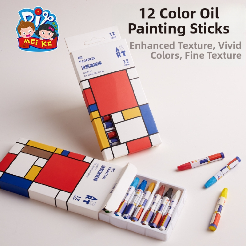 Vaikų meno rinkinys: 12 spalvų aliejinių pastelinių pieštukų, vaškinės kreidelės, spalvoti pieštukai ir akvareliniai rašikliai - MEI KE M5031, pagrindinės dailės priemonės