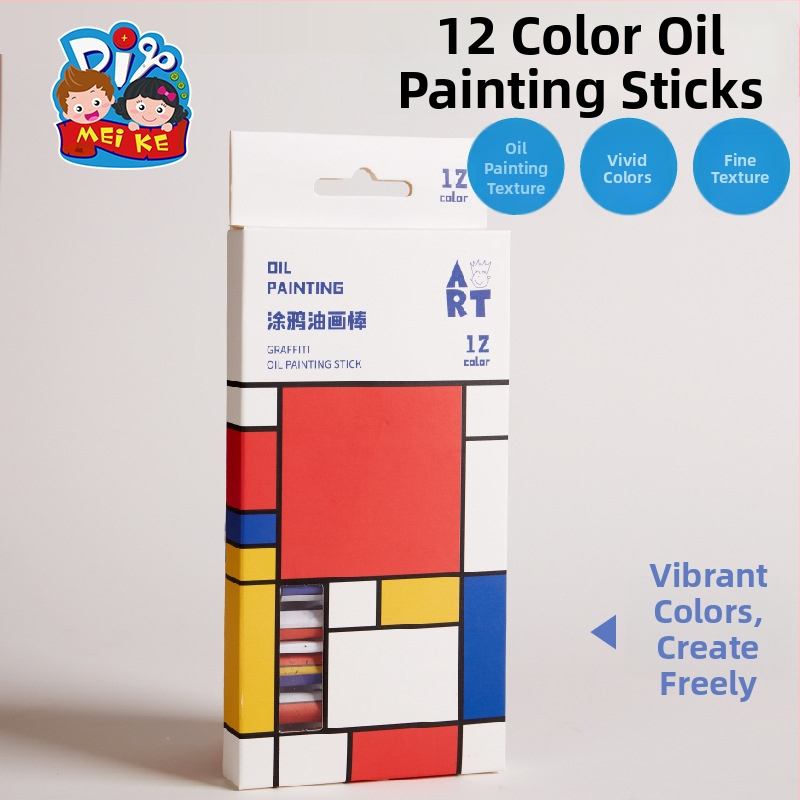 Vaikų meno rinkinys: 12 spalvų aliejinių pastelinių pieštukų, vaškinės kreidelės, spalvoti pieštukai ir akvareliniai rašikliai - MEI KE M5031, pagrindinės dailės priemonės