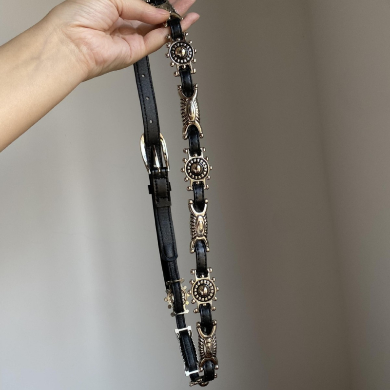 Izgravēta jostas ķēde no mākslīgās ādas, sakausējuma sprādze, āķa aizdare, sievietēm streetwear hip-hop aksesuārs