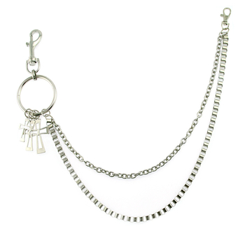 Lanț dublu din metal pentru talie pentru bărbați – accesoriu Hip-Hop pentru dans stradal, lungime sub 60 cm