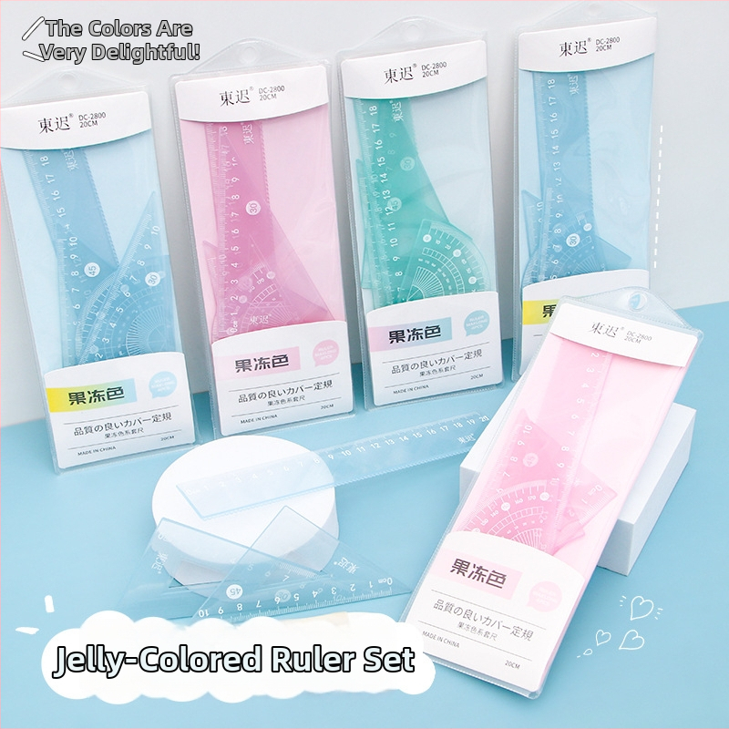 Plastmasas zīmēšanas komplekts ar lineālu, trijstūri un leņķmēru – Fire Waugh modeļa 2800, 53 g