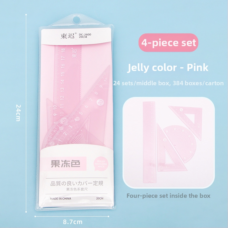 Plastmasas zīmēšanas komplekts ar lineālu, trijstūri un leņķmēru – Fire Waugh modeļa 2800, 53 g